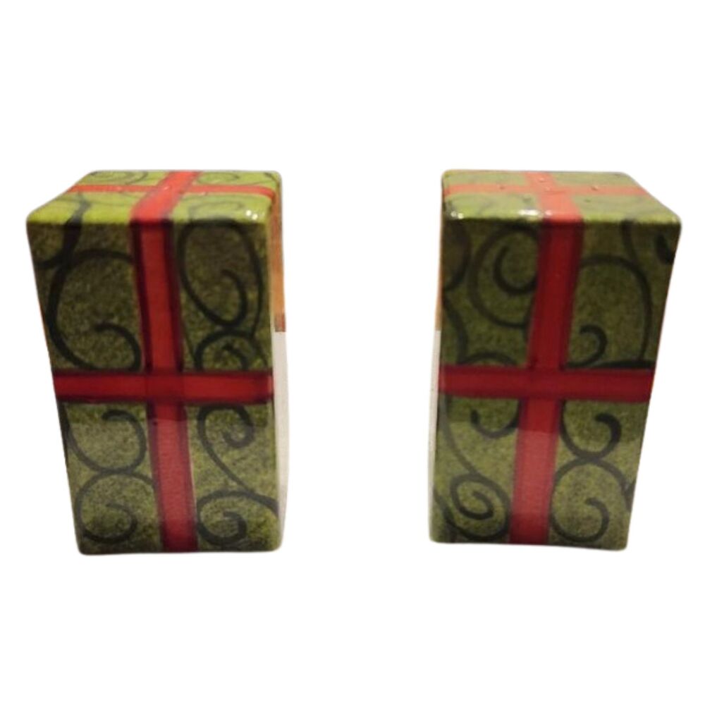 T2 Salt And Pepper Shakers 3.5 in Colorful Ceramic Christmas Presents